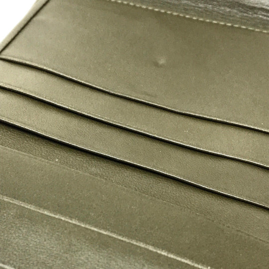 LOEWE Folded wallet lambskin khaki W Hook Wallet Short wallet with snap fastener Women Used Authentic