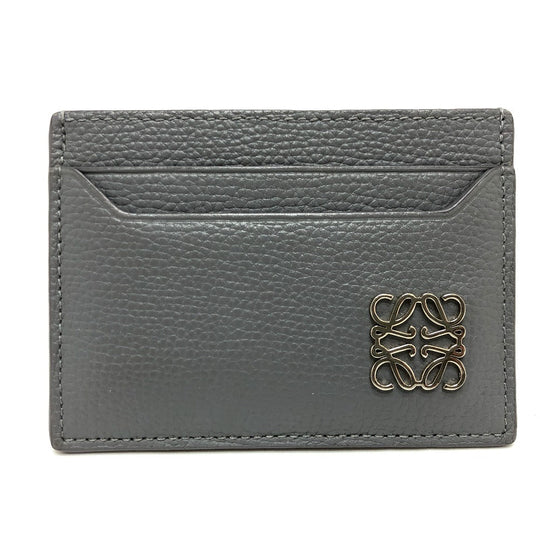 LOEWE Card Case C821075X01 leather gray Anagram Plane Women Used Authentic