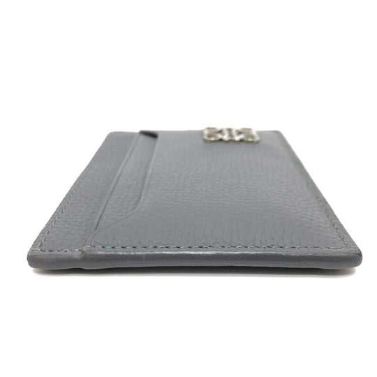 LOEWE Card Case C821075X01 leather gray Anagram Plane Women Used Authentic