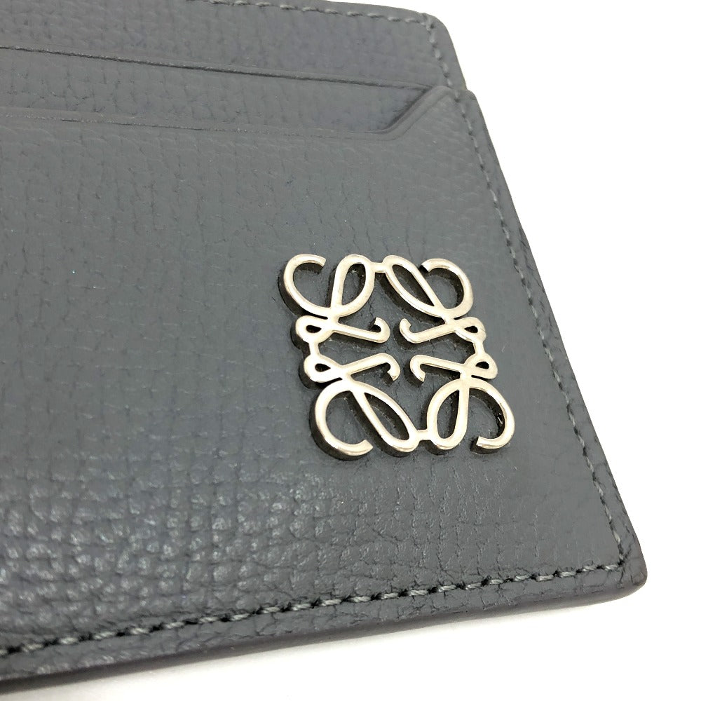 LOEWE Card Case C821075X01 leather gray Anagram Plane Women Used Authentic