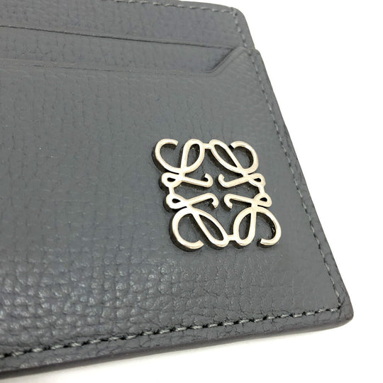 LOEWE Card Case C821075X01 leather gray Anagram Plane Women Used Authentic