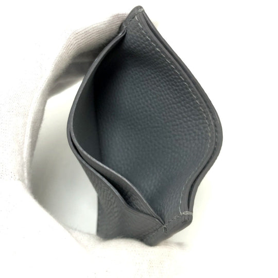 LOEWE Card Case C821075X01 leather gray Anagram Plane Women Used Authentic