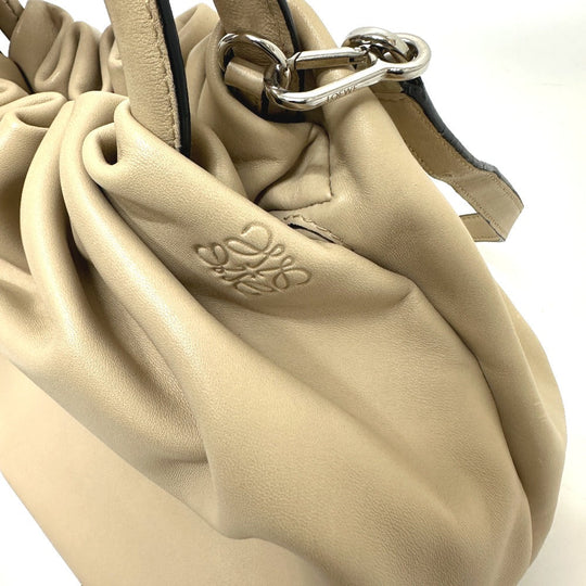 LOEWE Handbag 332.87.L40 leather beige Bounce Bag Anagram Women Used Authentic