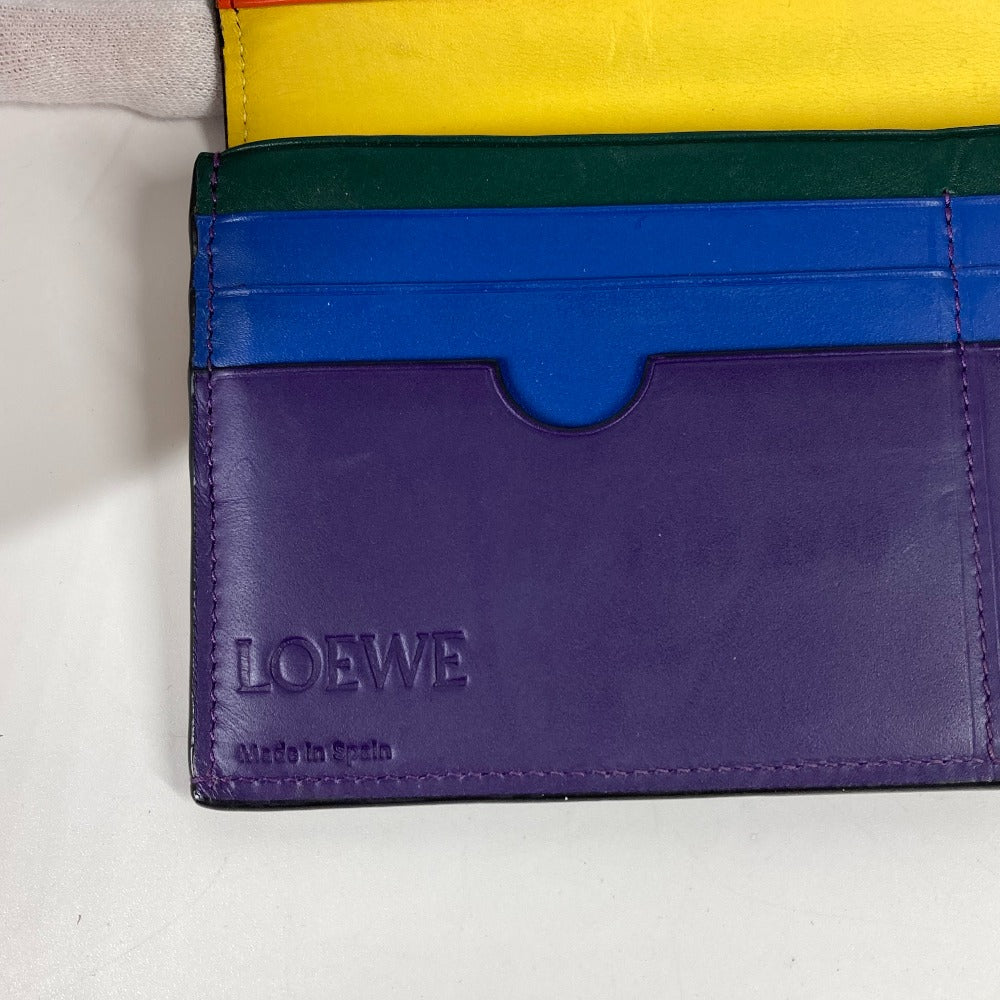 LOEWE Long Wallet Purse leather black long wallet rainbow anagram mens Used Authentic