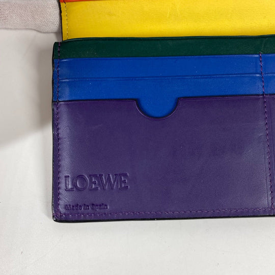 LOEWE Long Wallet Purse leather black long wallet rainbow anagram mens Used Authentic