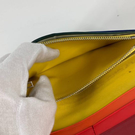 LOEWE Long Wallet Purse leather black long wallet rainbow anagram mens Used Authentic
