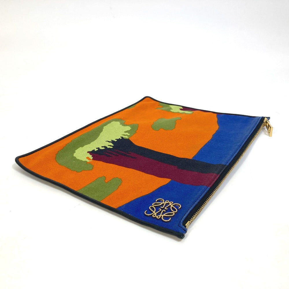 LOEWE Clutch bag Canvas, Leather multicolor John Allen John Allen Women Used Authentic