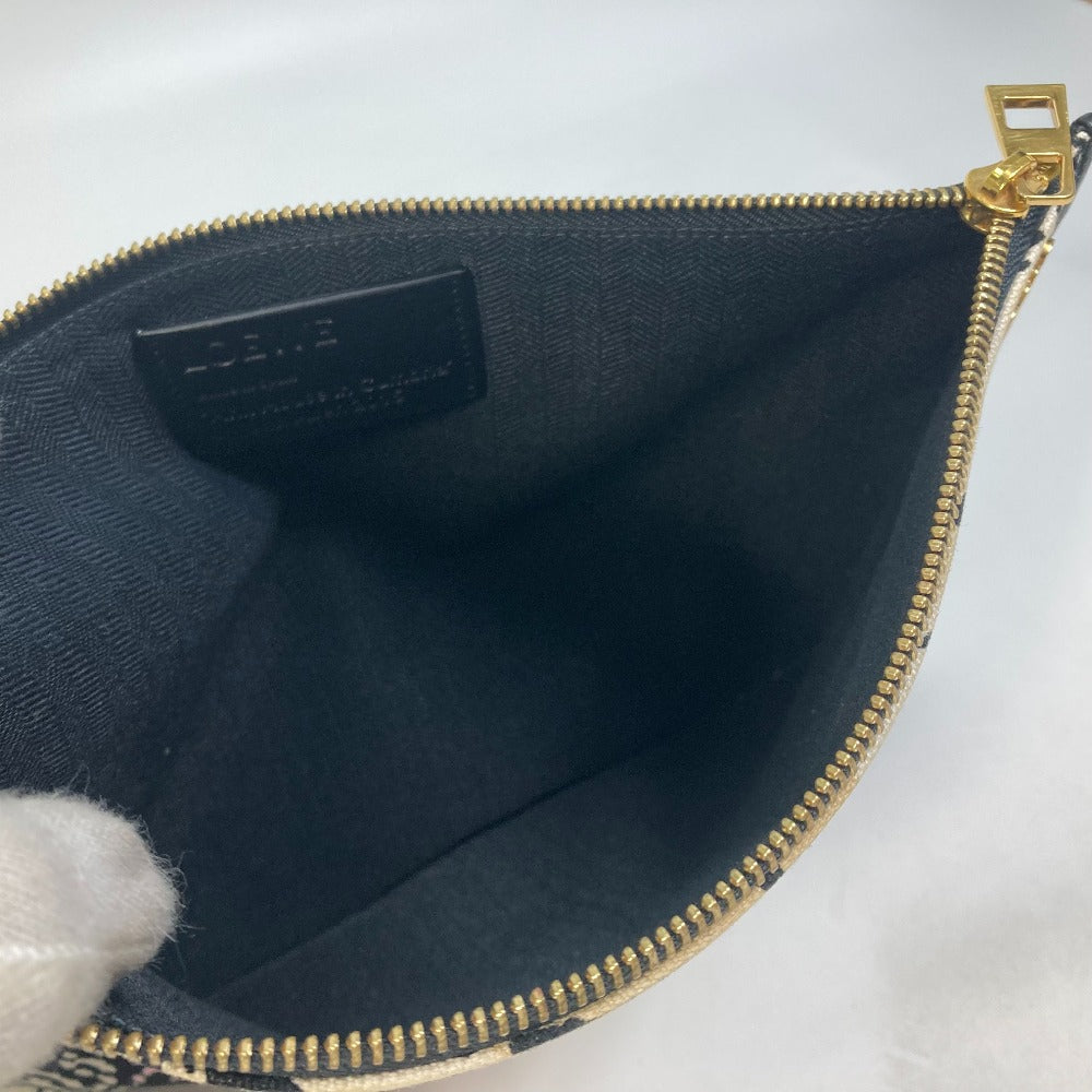 LOEWE Clutch bag Canvas, Leather black T pouch John Allen John Allen Women Used Authentic