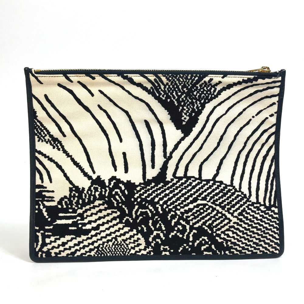 LOEWE Clutch bag Canvas, Leather black T pouch John Allen John Allen Women Used Authentic