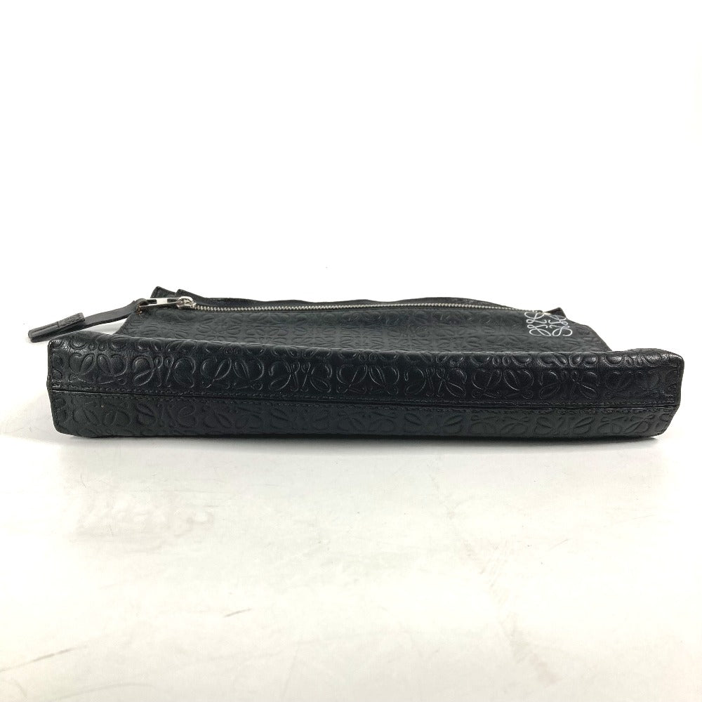 LOEWE Clutch bag leather black pouch bag Anagram T Pouch mens Used Authentic