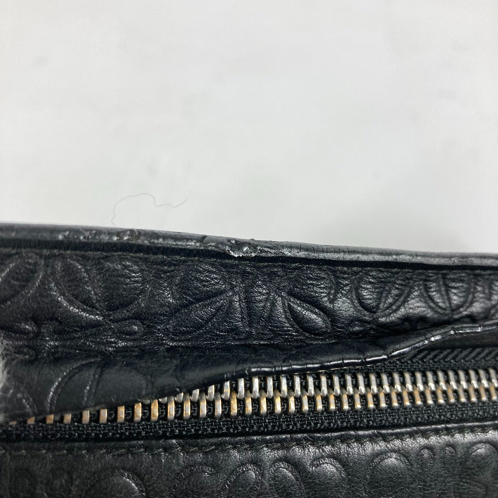 LOEWE Clutch bag leather black pouch bag Anagram T Pouch mens Used Authentic