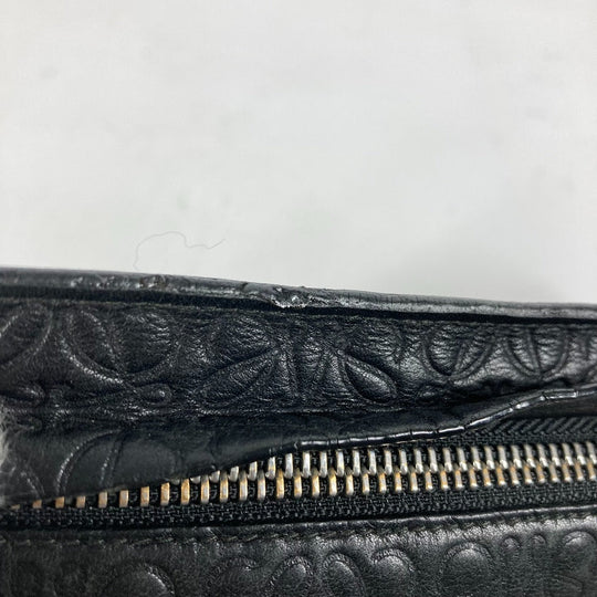 LOEWE Clutch bag leather black pouch bag Anagram T Pouch mens Used Authentic