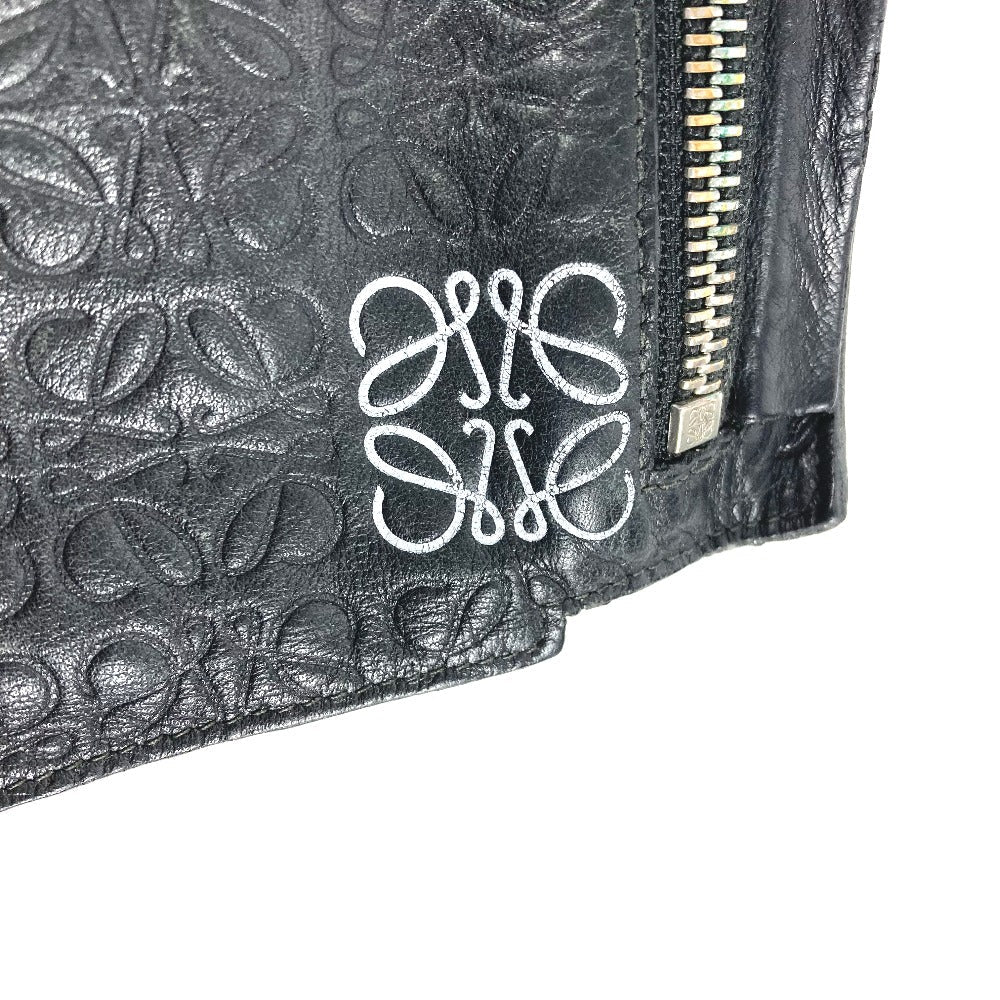 LOEWE Clutch bag leather black pouch bag Anagram T Pouch mens Used Authentic