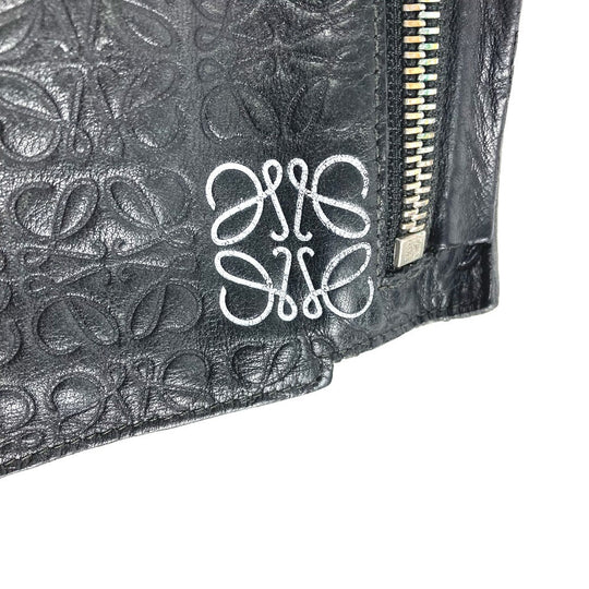 LOEWE Clutch bag leather black pouch bag Anagram T Pouch mens Used Authentic