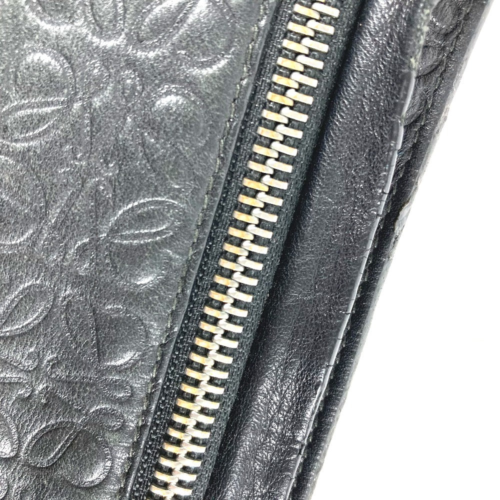 LOEWE Clutch bag leather black pouch bag Anagram T Pouch mens Used Authentic