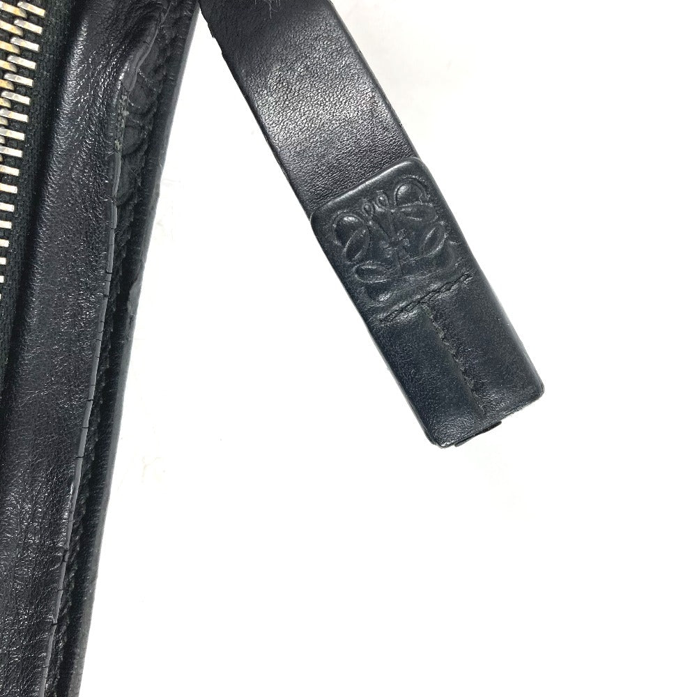 LOEWE Clutch bag leather black pouch bag Anagram T Pouch mens Used Authentic