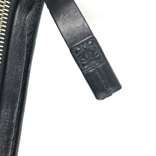 LOEWE Clutch bag leather black pouch bag Anagram T Pouch mens Used Authentic