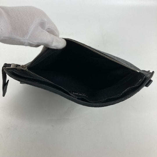LOEWE Clutch bag leather black pouch bag Anagram T Pouch mens Used Authentic