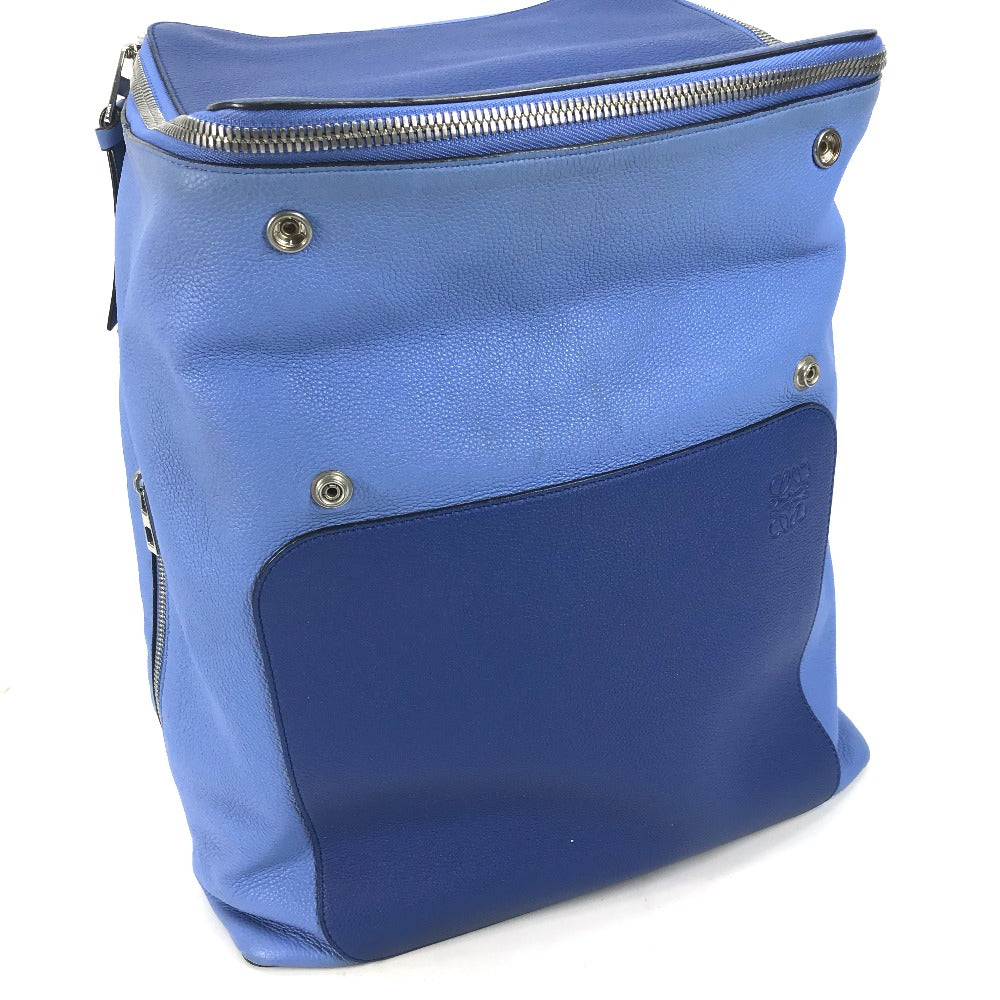 LOEWE Backpack leather blue By color Goya mens Used Authentic