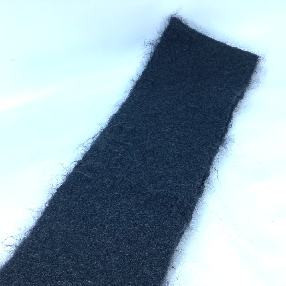 LOEWE Scarf Mohair, Wool black Bead embroidery logo Women Used Authentic