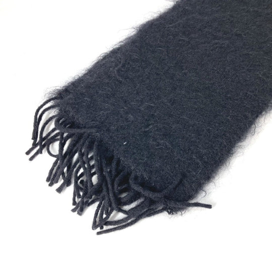 LOEWE Scarf Mohair, Wool black Bead embroidery logo Women Used Authentic