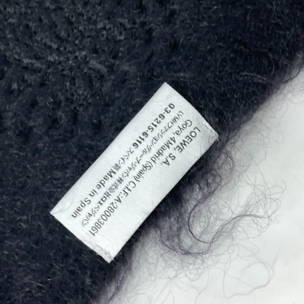 LOEWE Scarf Mohair, Wool black Bead embroidery logo Women Used Authentic