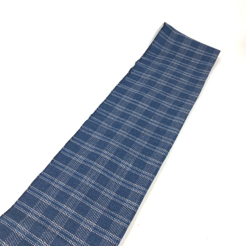 LOEWE Scarf wool blue Anagram Check Fringe unisex(Unisex) Used Authentic
