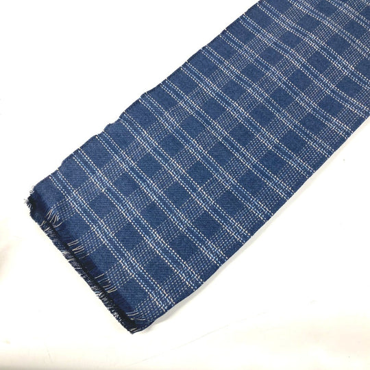 LOEWE Scarf wool blue Anagram Check Fringe unisex(Unisex) Used Authentic