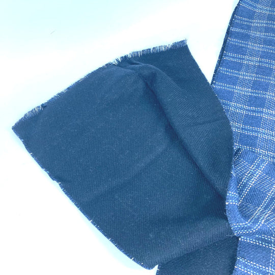LOEWE Scarf wool blue Anagram Check Fringe unisex(Unisex) Used Authentic