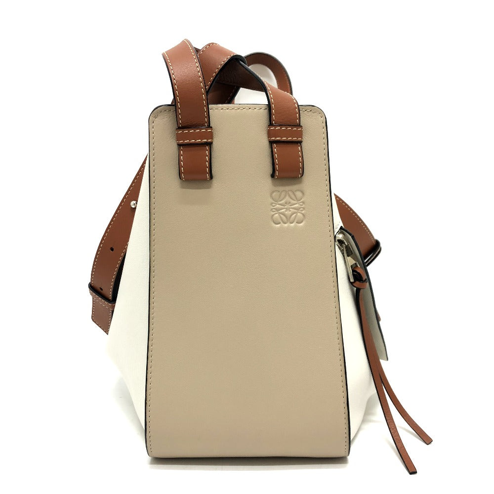 LOEWE Shoulder Bag 061949 leather beige Hammock Small Women Used Authentic