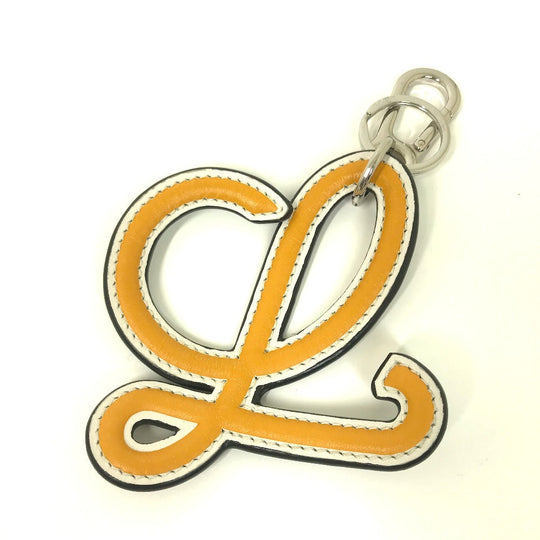 LOEWE key ring leather Orange L logo Women Used Authentic