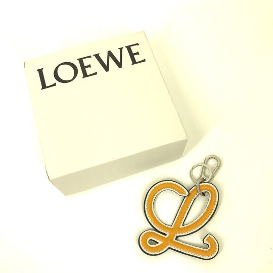 LOEWE key ring leather Orange L logo Women Used Authentic