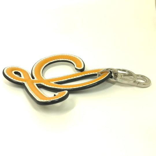LOEWE key ring leather Orange L logo Women Used Authentic