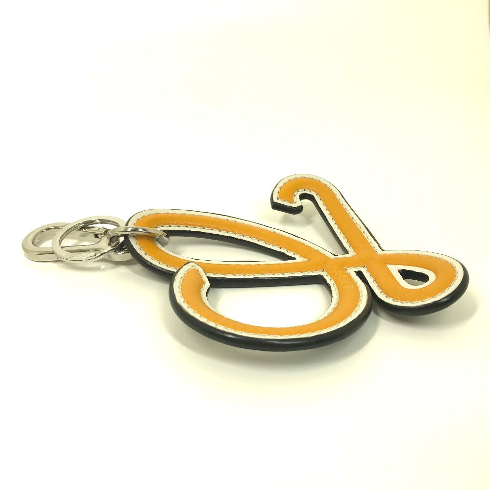 LOEWE key ring leather Orange L logo Women Used Authentic