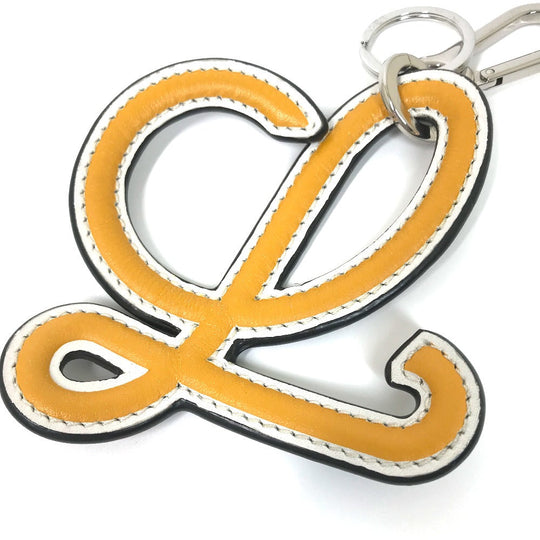 LOEWE key ring leather Orange L logo Women Used Authentic
