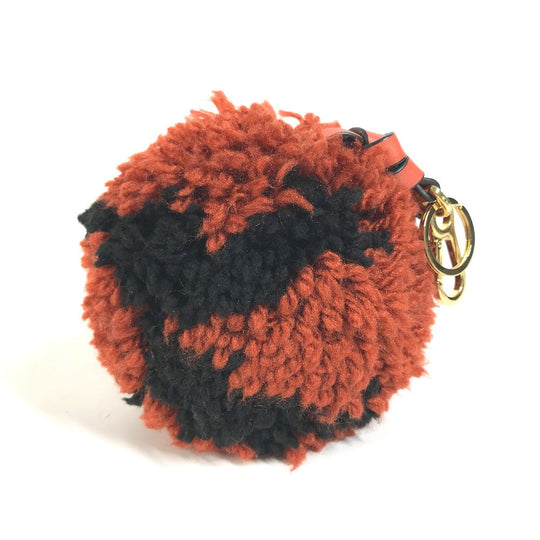 LOEWE key ring knit Orange Pom pom charm Women Used Authentic