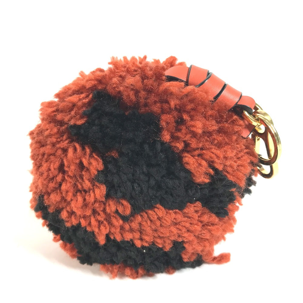 LOEWE key ring knit Orange Pom pom charm Women Used Authentic