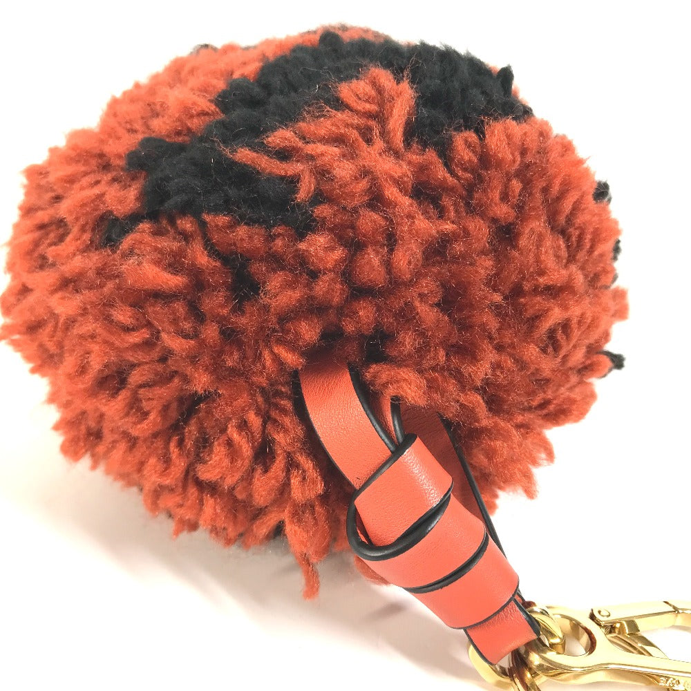 LOEWE key ring knit Orange Pom pom charm Women Used Authentic