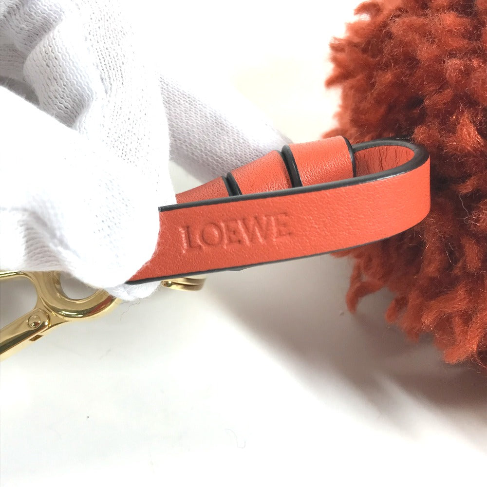 LOEWE key ring knit Orange Pom pom charm Women Used Authentic