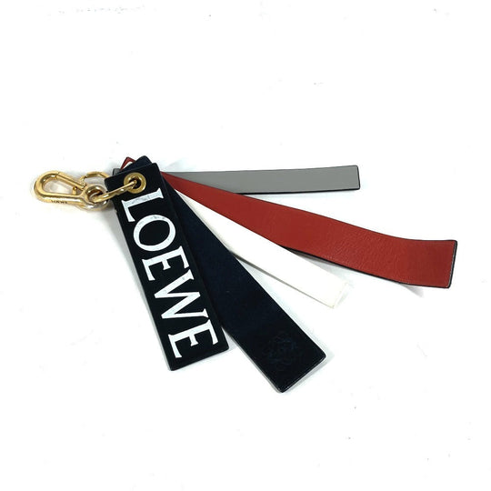 LOEWE key ring leather black logo unisex(Unisex) Used Authentic