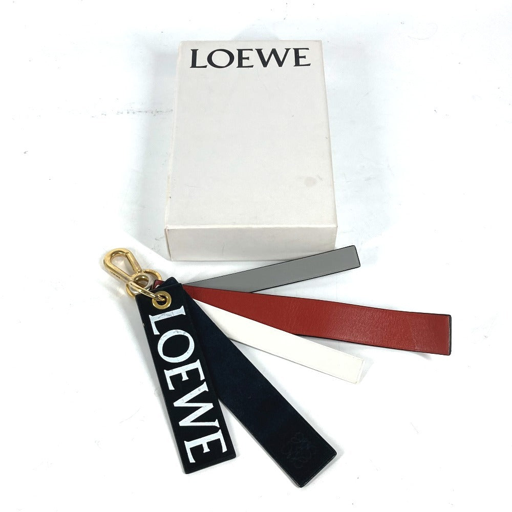 LOEWE key ring leather black logo unisex(Unisex) Used Authentic