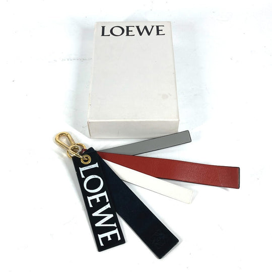 LOEWE key ring leather black logo unisex(Unisex) Used Authentic