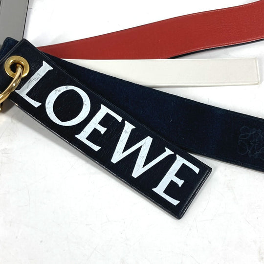 LOEWE key ring leather black logo unisex(Unisex) Used Authentic