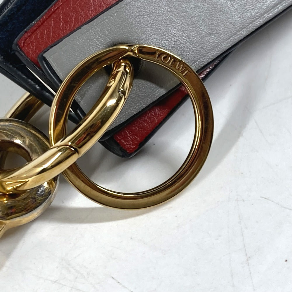LOEWE key ring leather black logo unisex(Unisex) Used Authentic