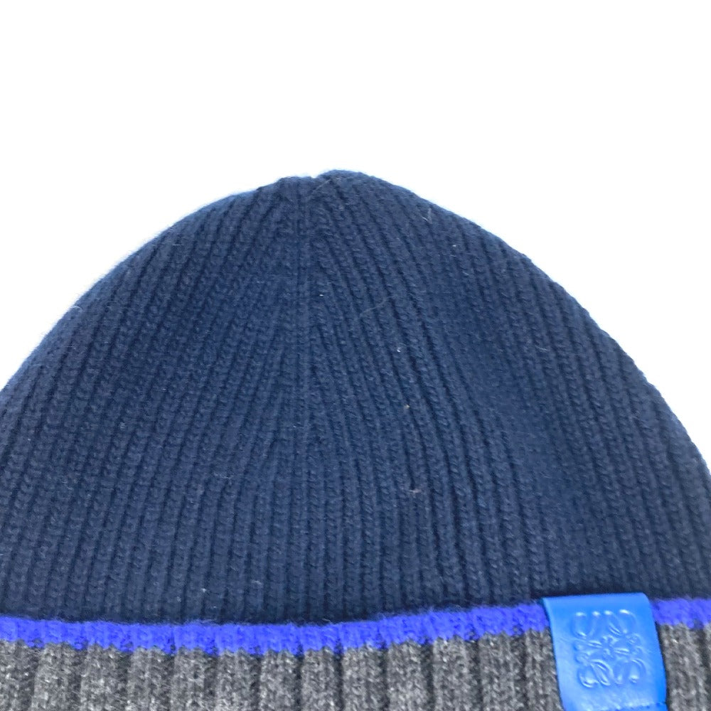LOEWE Knit hat wool Navy beanie hat knit hat knit cap anagram Women Used Authentic