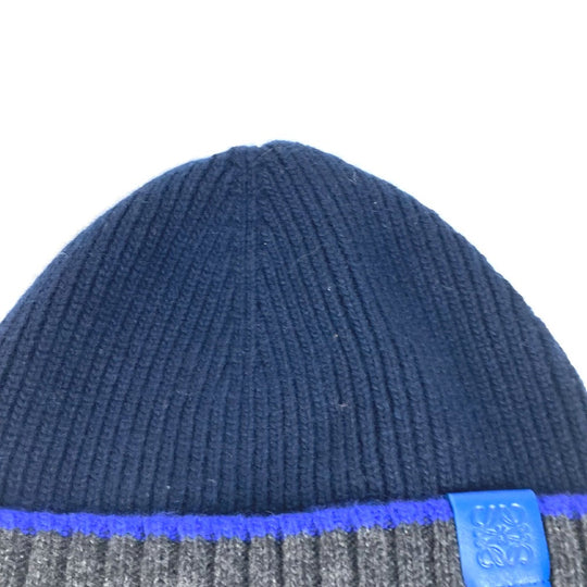 LOEWE Knit hat wool Navy beanie hat knit hat knit cap anagram Women Used Authentic