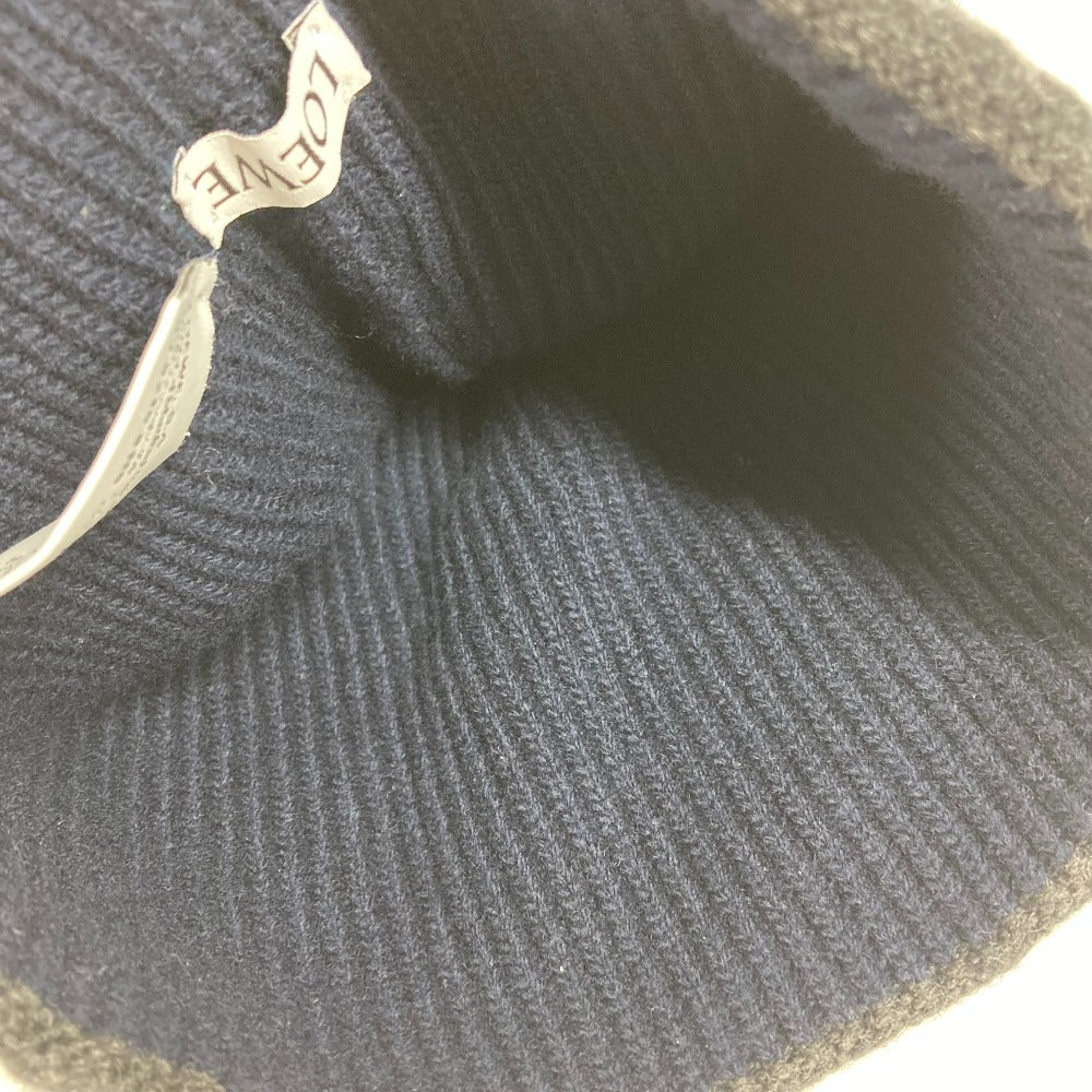 LOEWE Knit hat wool Navy beanie hat knit hat knit cap anagram Women Used Authentic