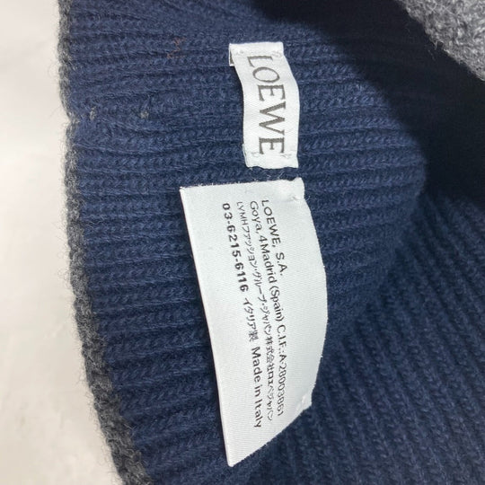 LOEWE Knit hat wool Navy beanie hat knit hat knit cap anagram Women Used Authentic