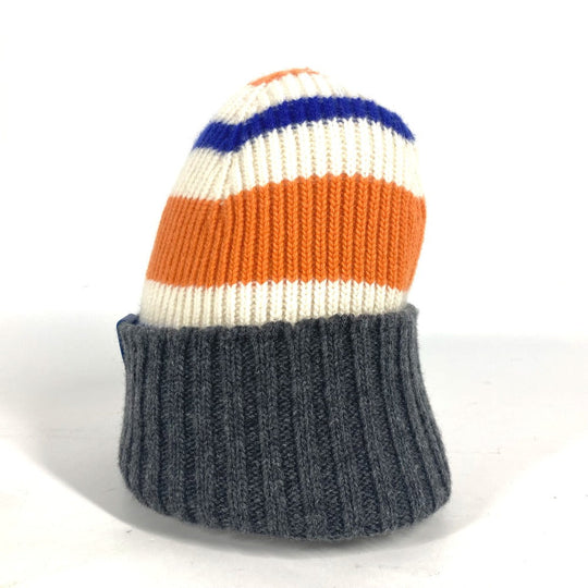 LOEWE Knit hat wool Orange anagram logo border Women Used Authentic