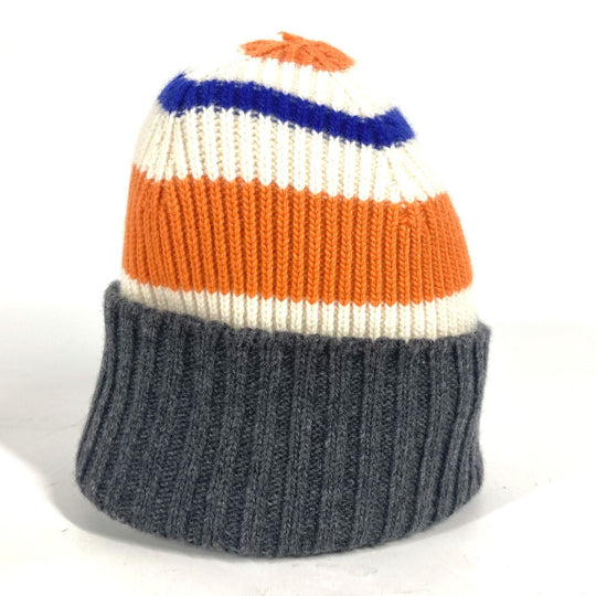 LOEWE Knit hat wool Orange anagram logo border Women Used Authentic